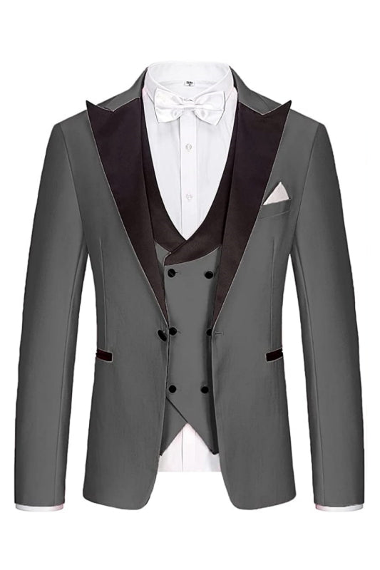 Harley Bespoke Gray 3-Piece Peaked Lapel Business Suit