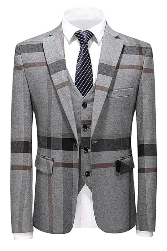 Jeremiah Gray Notched Lapel Three-Piece Bespoke Business Suit for Men