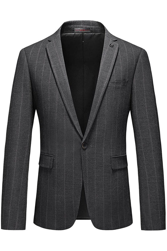 Iarkin Gray Striped Peaked Lapel Business Suit for Men