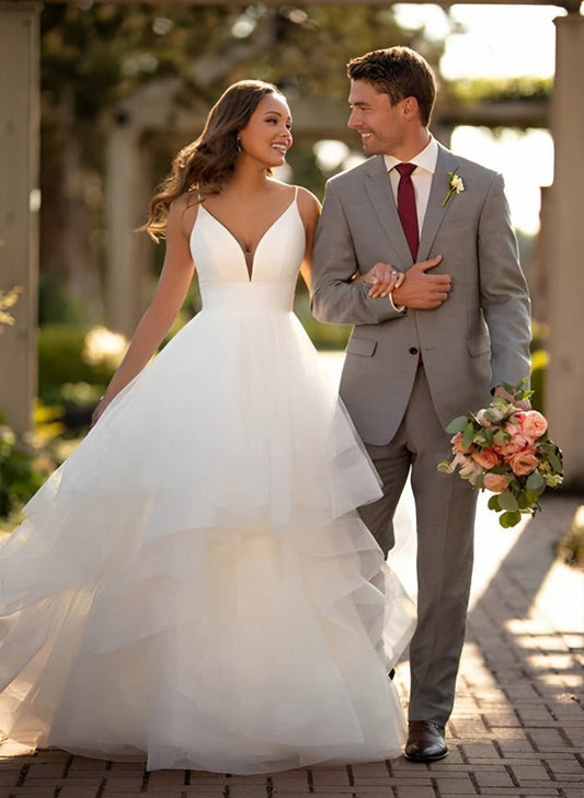 Ball Gown Wedding Dress With Tulle Ruffles