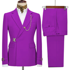 Gene Fashion Purple Notched Lapel Men's Prom Suit