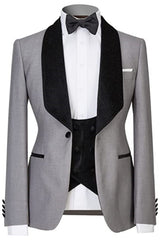 Arnold Gray Three-Piece Shawl Lapel Wedding Suit for Men