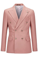 Baldwin Pink Double-Breasted Peaked Lapel Prom Suit for Men