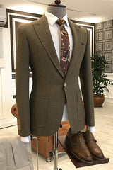 Blake Khaki Peaked Lapel Business Suit