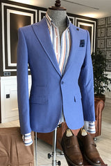 Blue Peaked Lapel Prom Suit