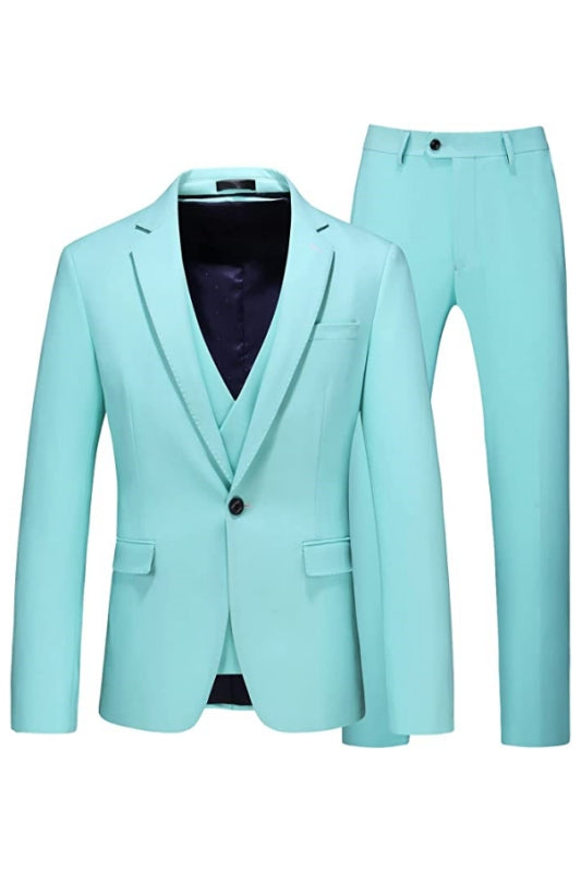 Benedict Light Blue Three-Piece Notched Lapel Prom Suit