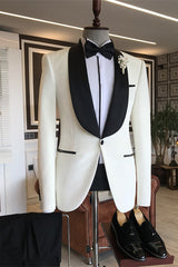 Colin Fancy White Shawl Lapel Slim Fit Men's Wedding Suit