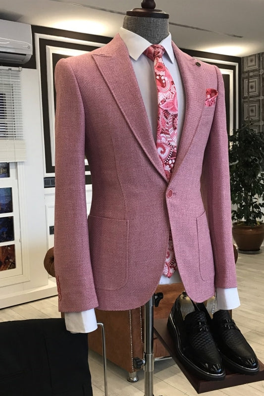 Fitzgerald Rose Pink Two-Piece Peaked Lapel Prom Suit