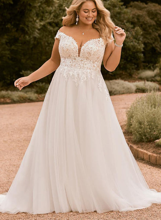 Off The Shoulder A-Line Beach Wedding Dress