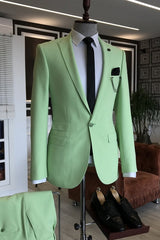 Henry Light Green Peaked Lapel 2-Piece Simple Prom Suit