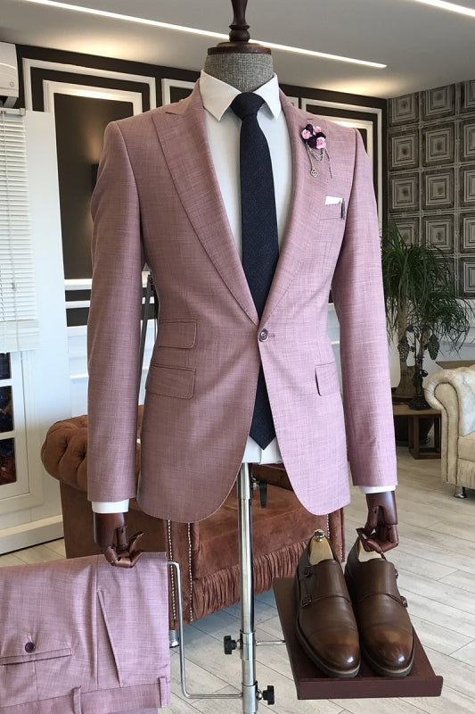 Hogan Dusty Pink Peaked Lapel 2-Piece Glamorous Prom Suit