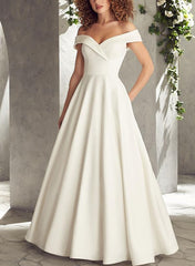 Off-Shoulder Ball-Gown Wedding Dresses Satin