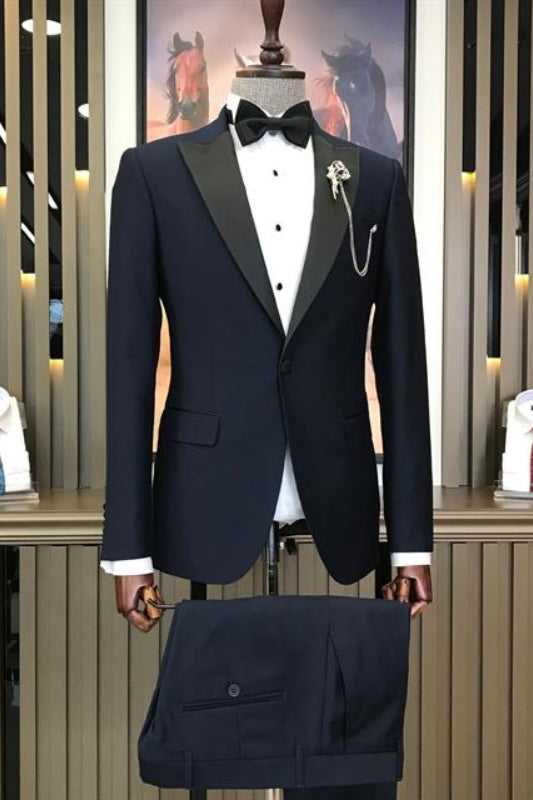 Kerr Bespoke Navy Blue Peaked Lapel 2-Piece Prom Suit