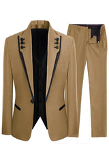 Jesse Fancy Light Brown Shawl Lapel 3-Piece Men's Prom Suit