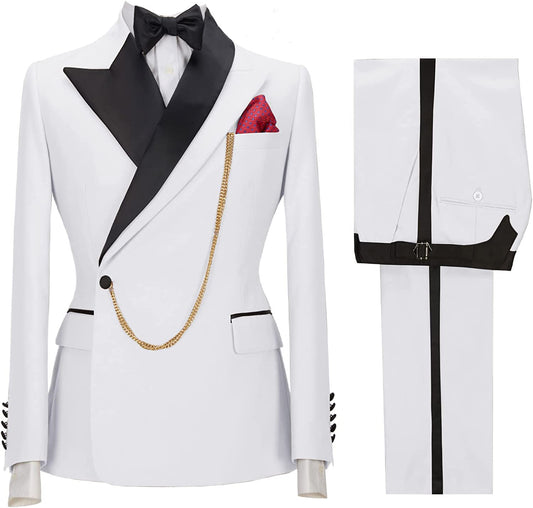 Isaac White Peaked Lapel 2-Piece New Arrival Prom Suit