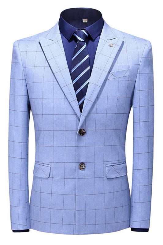 Julian Sky Blue Peaked Lapel 2-Piece Fancy Business Suit