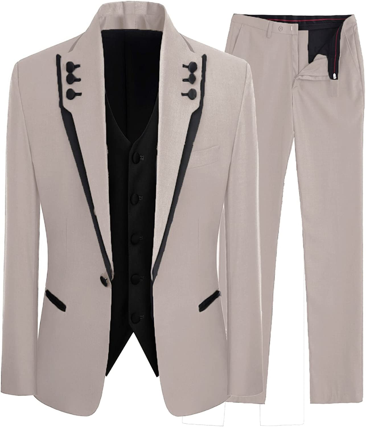 Jeff Stylish Flesh Shawl Lapel 3-Piece Prom Suit