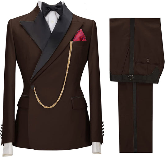 Ivan Stylish Brown Peaked Lapel 2-Piece Prom Suit for Men