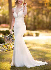 Mermaid Wedding Dresses with Lace and Back Hole