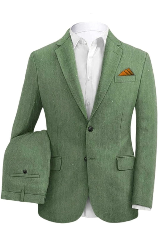 Larry Sage Green Two-Piece Notched Lapel Prom Suit