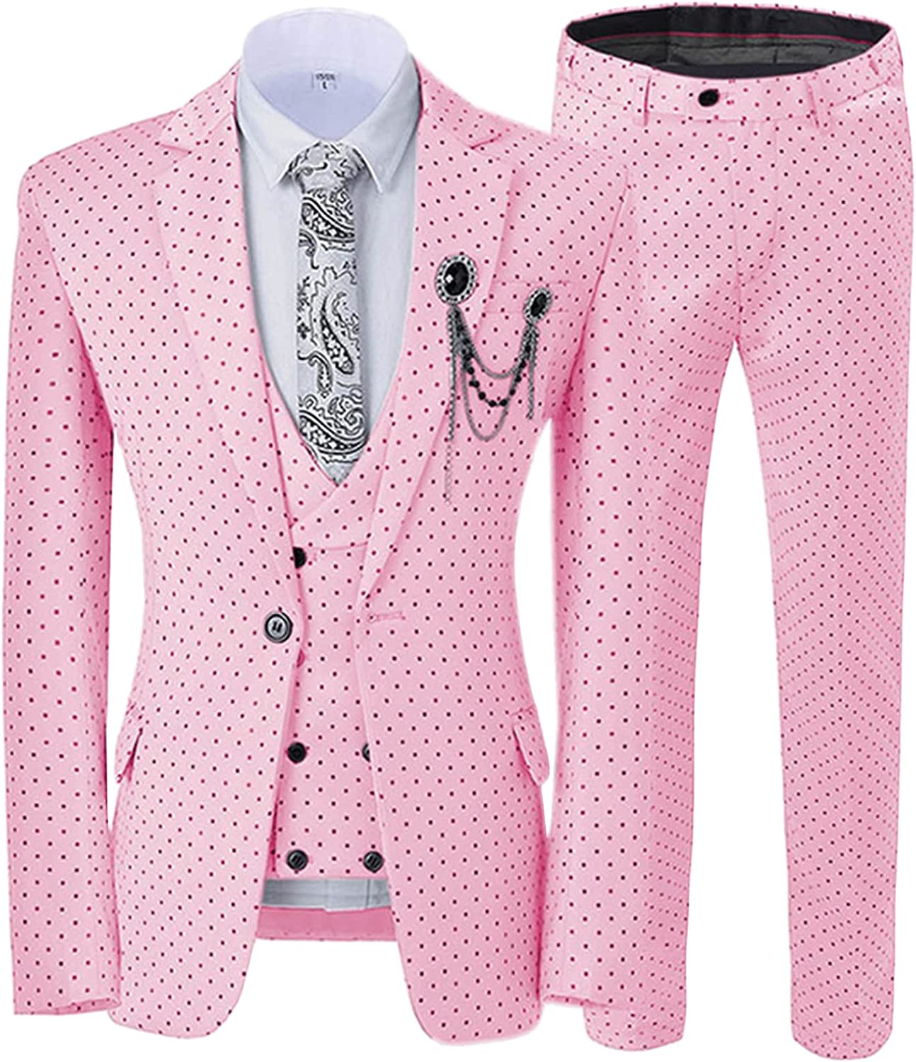 Meredith Chic Pink Notched Lapel 3-Piece Prom Suit