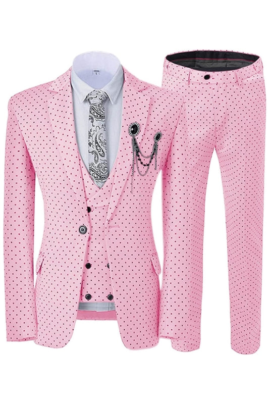 Meredith Chic Pink Notched Lapel 3-Piece Prom Suit