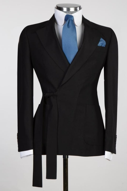 Leopold Formal Black Notched Lapel 2-Piece Prom Suit