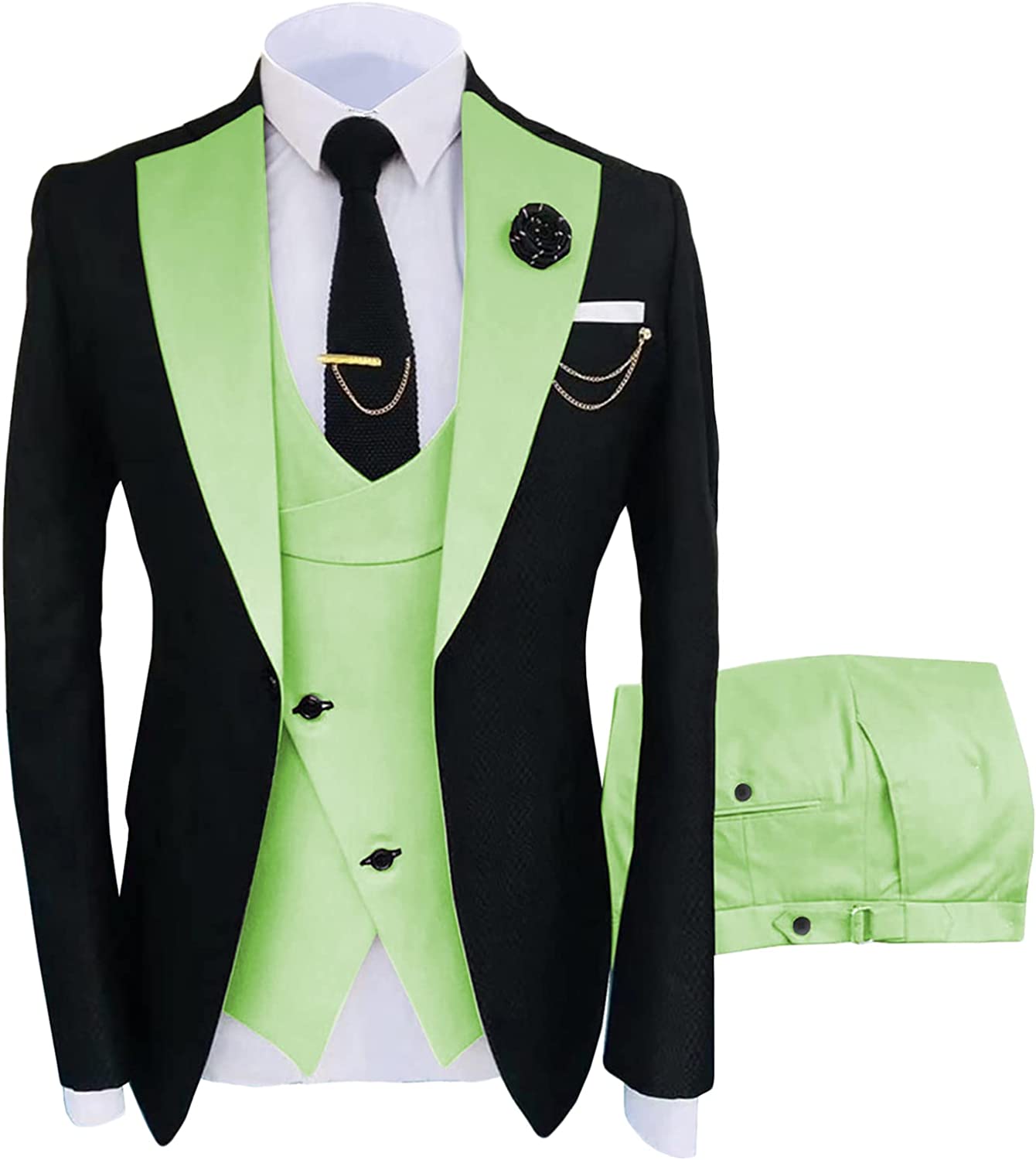 Ogden Light Green Shawl Lapel 3-Piece Slim Fit Prom Suit