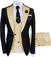 Osborn Champagne Shawl Lapel 3-Piece Close-Fitting Prom Suit