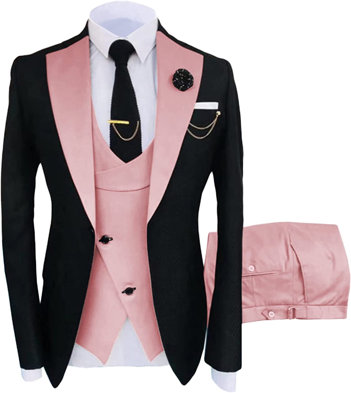 Otis Stylish Pink Shawl Lapel 3-Piece Prom Suit for Men