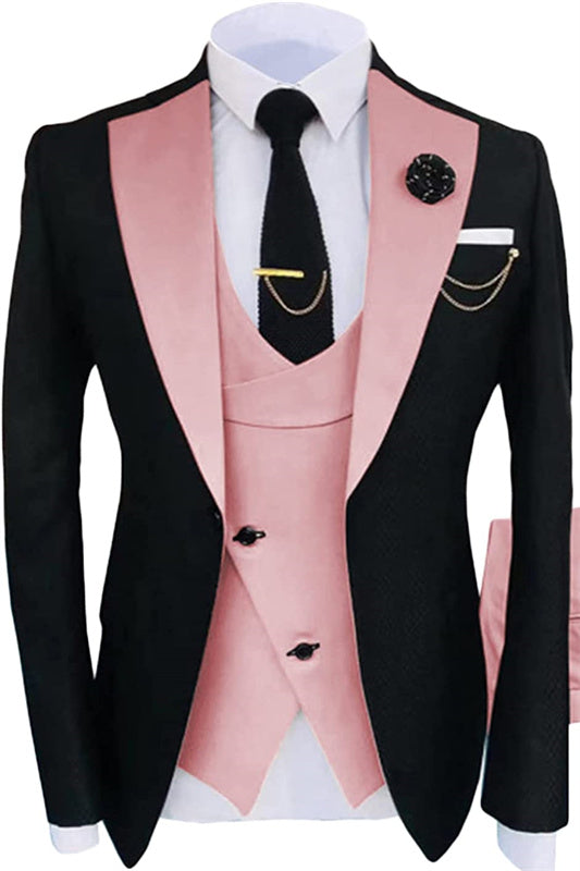 Otis Stylish Pink Shawl Lapel 3-Piece Prom Suit for Men