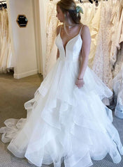 Ball-Gown Wedding Dress with Cascading Ruffles