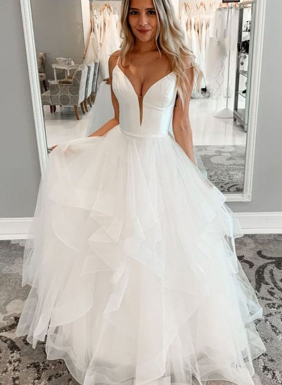 Ball-Gown Wedding Dress with Cascading Ruffles