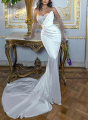 Luxury Satin/Sequined Wedding Dresses with Detachable Trumpet/Mermaid Sweetheart Silhouette