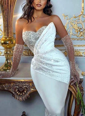 Luxury Satin/Sequined Wedding Dresses with Detachable Trumpet/Mermaid Sweetheart Silhouette