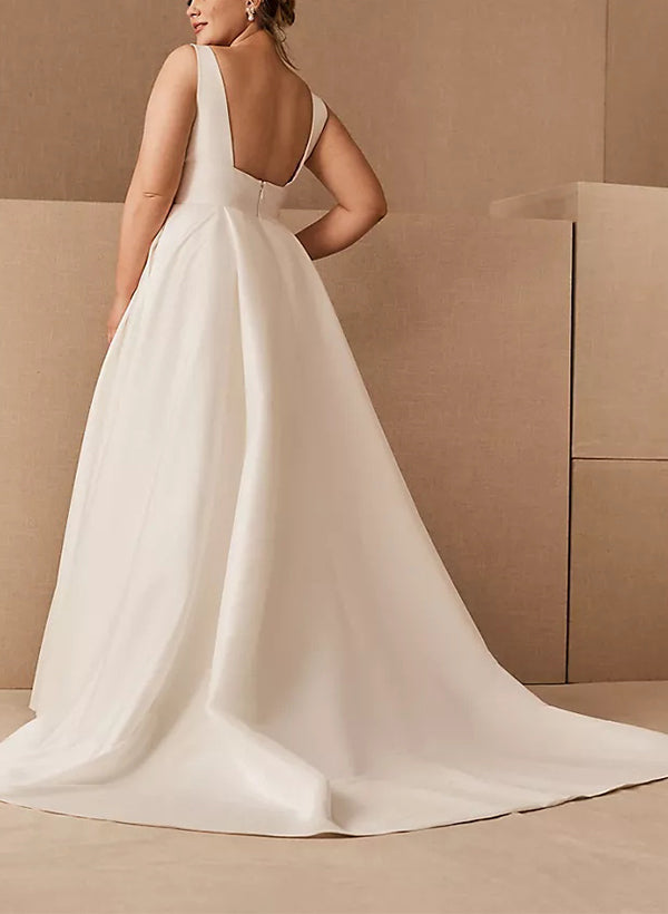 Elegant Sweep Train Satin Wedding Dress