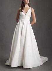 Elegant Sweep Train Satin Wedding Dress