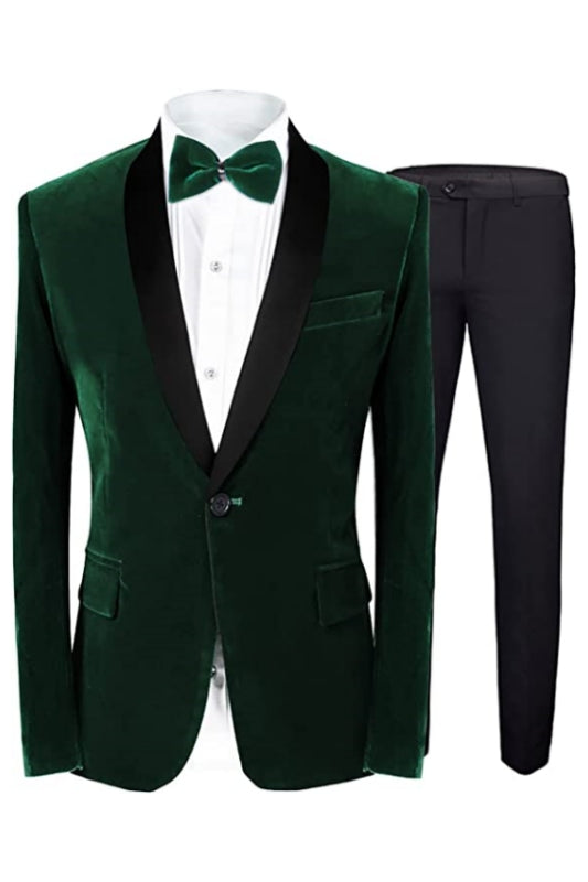 Benson Deep Green Shawl Lapel Two-Piece Wedding Suit