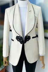 Young White Two-Piece Shawl Lapel Wedding Suit - New Arrival