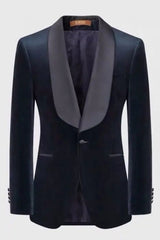 Alger Navy Blue Shawl Lapel Formal Velvet Wedding Suit