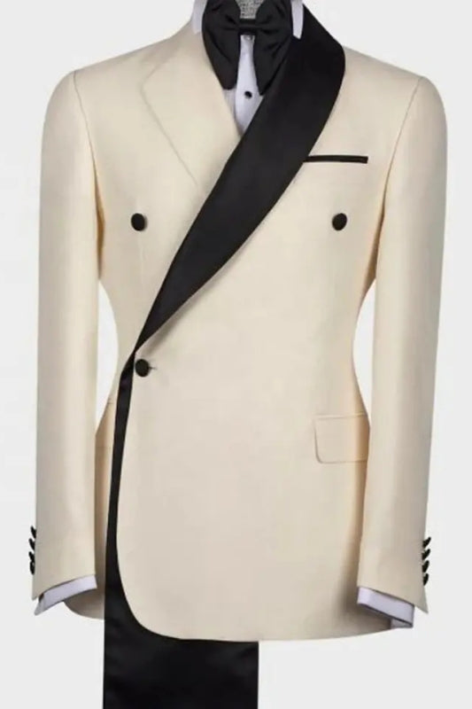 Alvin Beige Two-Piece Slim Fit Shawl Lapel Wedding Suit