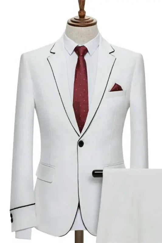 Alfred Simple White Notched Lapel 2-Piece Prom Suit