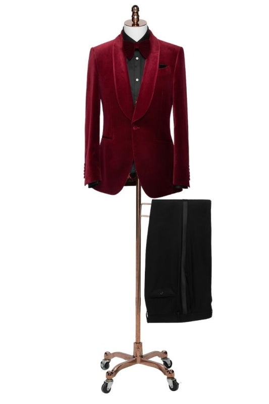 Armstrong Burgundy Two-Piece Shawl Lapel Wedding Suit - New Arrival