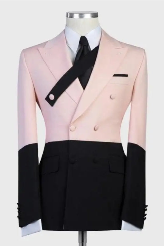 Andre Pink Double-Breasted Peaked Lapel Prom Suit