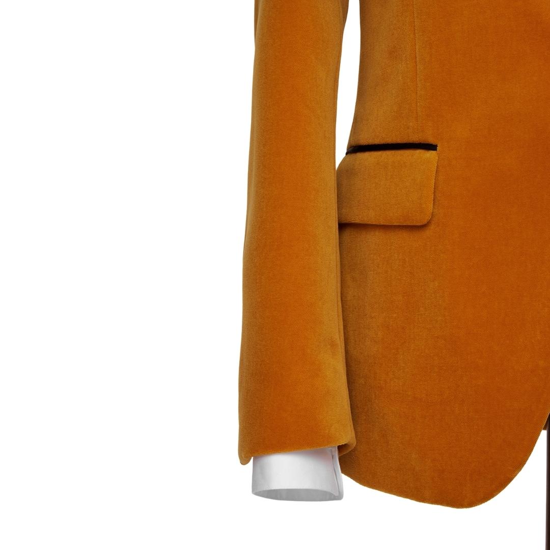 Ashbur Orange Notched Lapel 2-Piece Simple Velvet Prom Suit