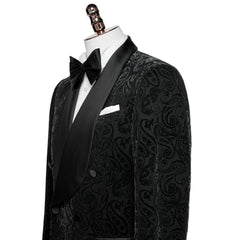 Arnold Formal Black Shawl Lapel Double Breasted Jacquard Wedding Suit