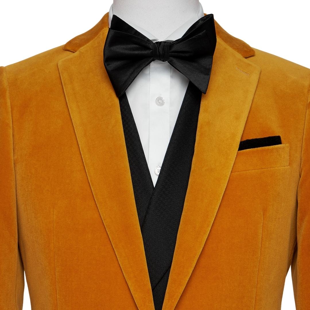 Ashbur Orange Notched Lapel 2-Piece Simple Velvet Prom Suit