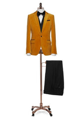 Ashbur Orange Notched Lapel 2-Piece Simple Velvet Prom Suit