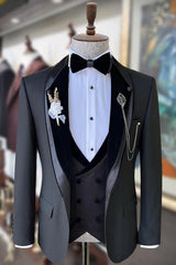 Carey Chic Dark Gray Shawl Lapel 3-Piece Wedding Suit