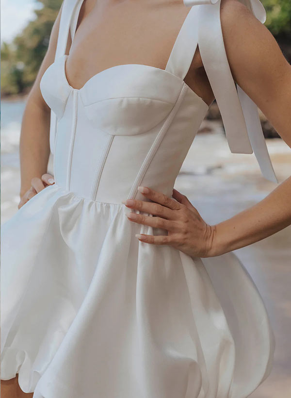 Modern Sweetheart Sleeveless Satin Reception Wedding Dresses With Bow(s)